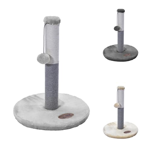 PATAM Tiragraffi per Gatti con Pallina, Graffiatoio in Sisal, Pallina Grigio Chiaro