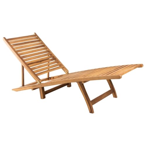 vidaXL Bois de Teck Solide Chaise Longue Bain de Soleil de Patio Transat de Terrasse Chaise Longue d'Extérieur Bain de Soleil de Jardin