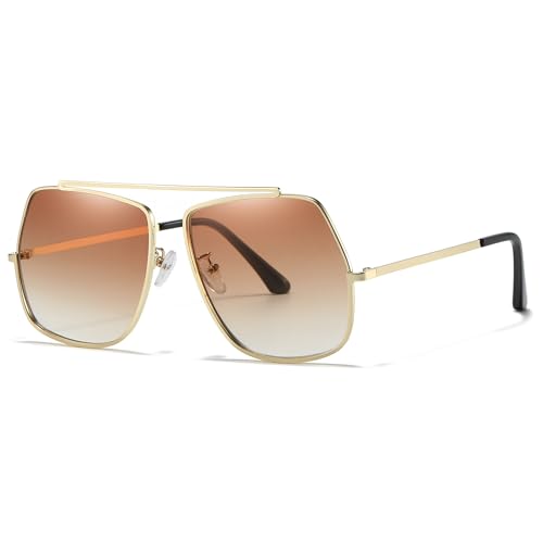 SODQW Oversized Square Sunglasses for Women Trendy Big Large Gold Metal Frame Sun Glasses 2025 Fashion Ladies Shades