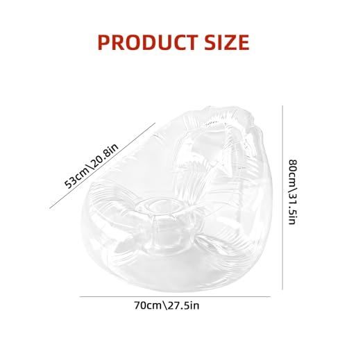 Image of Clear Stuffed Animal Storage Bean Bag Chair for Stuffed Animals, 150L Oval Shape 31.4in Waterproof PVC, 2-in-1 Toy Organizer and Comfy Seat for Kids Room and Playroom (No Filler Included)