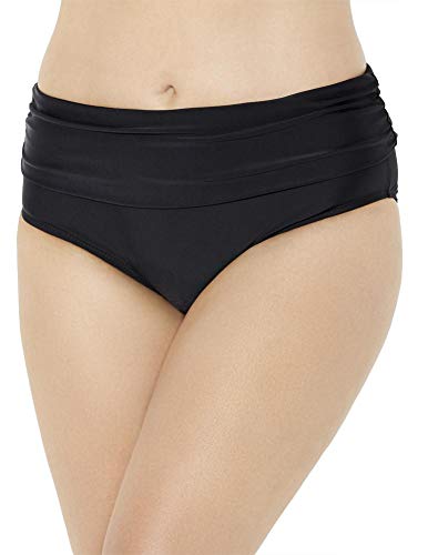 Swimsuits For All Women's Foldover Swim Brief - 18, Black (Plus
