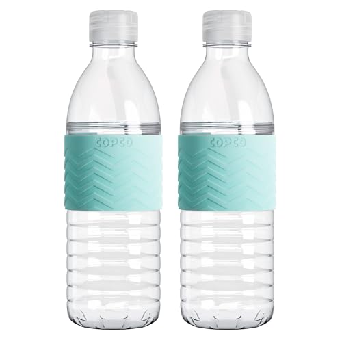 Copco Hydra Reusable Tritan Water Bottle with Spill Resistant Lid and Non-Slip Sleeve, 16.9-ounce, Robin Egg Blue, 2 Pack