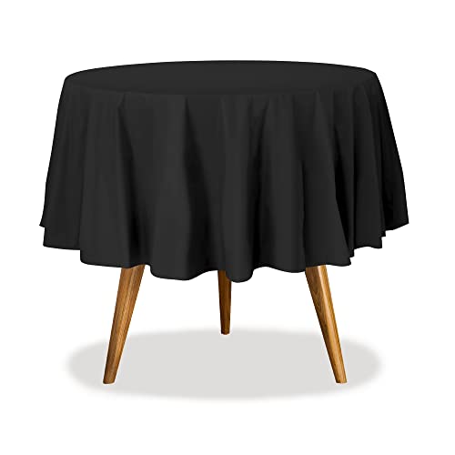 Image of Party Dimensions Black Disposable Plastic Tablecloth for Round Tables (36 Pack) Table Cloths for Parties, Events & Weddings, Indoors & Outdoors, 84 inches, Plastic Table Cover