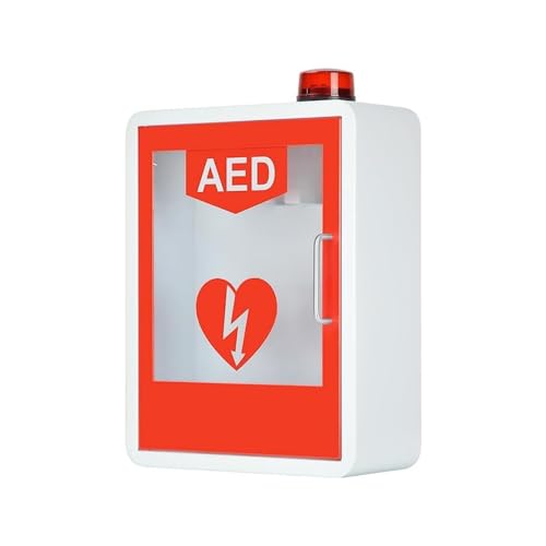 WOLWES Gabinete DEA, Gabinete De Almacenamiento De Desfibrilador DEA, Caja De Alarma De Desfibrilación Cardíaca Montada En La Pared, Seguro Con Sirenas Y Luces Intermitentes, Control De Interruptor Do