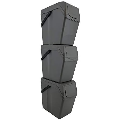 Prosperplast Set of 3 Stackable Recycling Bins Cover