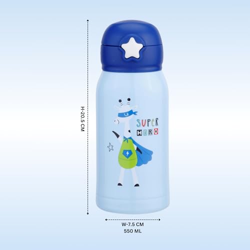 Image of CLAY CRAFT VACBOTT Kids Double Walled 18 Hours Hot and 24 Hours Cold Water Bottle-550ML, 2-Piece Steel Bottles for Travelling|BPA-Free|Leak Proof|BIS Certified|1Year Limited Warranty