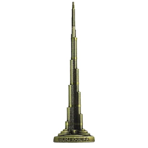 Image of Dubai Burj Khalifa Tower Miniature, Dubai City Landmark, Souvenir, Model, Replica, Monuments, Decorative Showpiece for Home, Antique Finish (22cm) (S3)