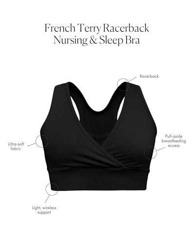 Image of Kindred Bravely French Terry Racerback Busty Nursing Sleep Bra for E, F, G, H, I Cup | Maternity Bra for Breastfeeding (Black, 1X-Busty)