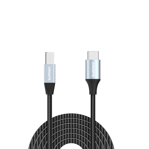 ANDAPA 1.5M Cable USB B a USB C para Impresora, MacBook Pro, Air, Cable MIDI para Piano Digital Yamaha Casio, Teclado MIDI, Controlador DJ, DAC a iPad