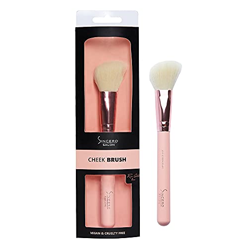 Sincero Salon - Brochas de Maquillaje - Oro Rosa - Brocha Colorete y Contouring - Brocha Iluminador - Brocha Polvos - Muy Suave -Pincel Maquillaje - 100% Vegano - Cruelty-Free