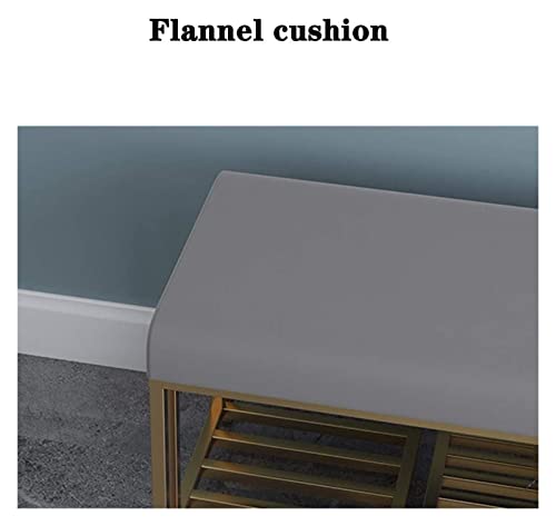 Meuble à chaussures avec coussin doux banc de rangement entrée fer