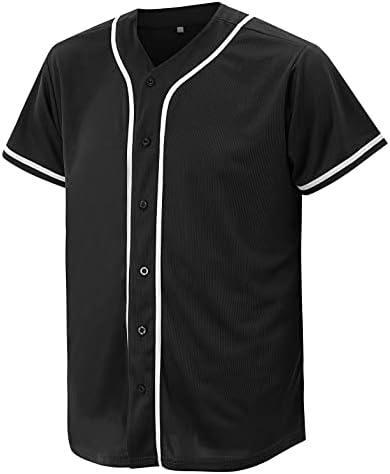 CUTHBERT Solid Baseball Jersey Shirt for Men and Women, Plain Casual Short Sleeves Button Down T-Shirt