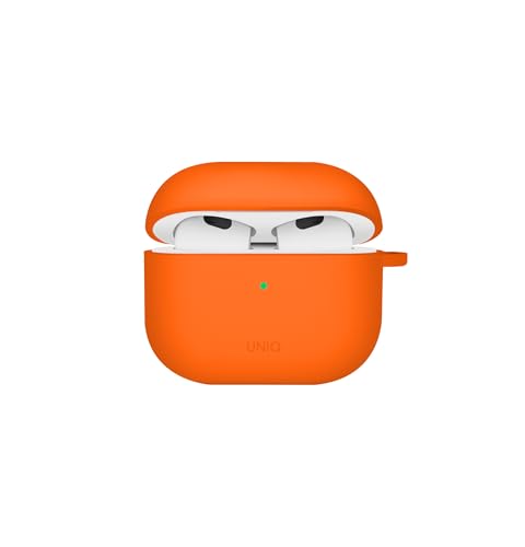 UNIQ Nexo Active Coque hybride en silicone + crochets d'oreille sport compatibles avec AirPods 4e génération (2024) (orange volt)