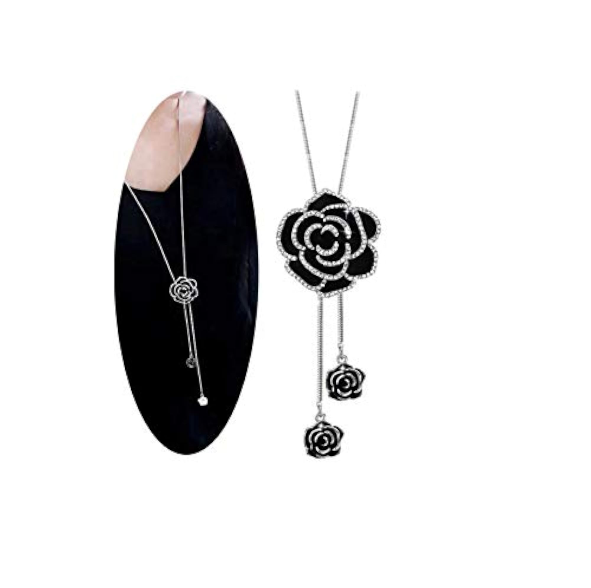 Women's Long Chain Silver Plated Pendant Necklace, Everyday Wear