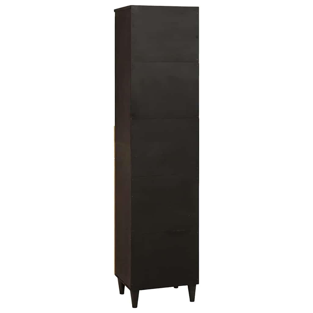 Gabinete de Baño Moderno Negro y Dorado 38 x 33 x 160 cm con Cajón y Estantes, Mueble de Almacenamiento Elegante para Organizar Productos de Higiene y Toallas, Construcción