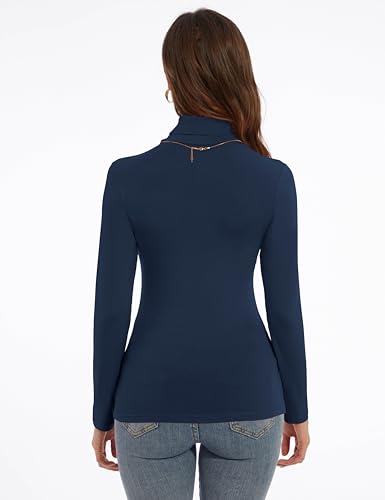 Image of Women's Turtleneck Long Sleeve Shirts Slim Fitted Lightweight Base Layer Casual Tops