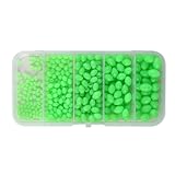 YTgilo 1 Box 375PCS Olive Shaped Luminous Beads Fishing Bait Perforated for Threading Stopper Beads Anti Collision Fishing Tackle Accessories for Deep Water Positioning Fishing
