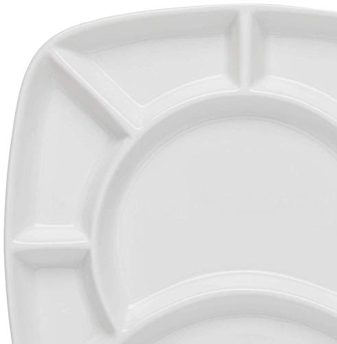 MyCuisina Divided Fondue Plates, White Stoneware Set of 4, 8 Sections – Gift Boxed - Thumbnail 4