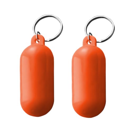 Norkmdi Car Floating Keychain, 2PCS Pills-Shape Water Sports Vehicle Key Ring Pendant, Auto Float Key Chain, Universal Fit (Orange Red)