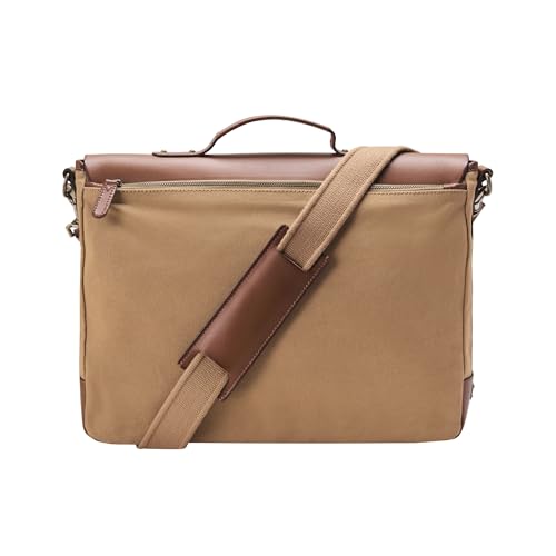 DRAKENSBERG Torba kurierska - torba na ramię i torba na laptopa 15 cali dla mężczyzn w stylu retro vintage, ręcznie wykonana w jakości premium, 15 l, płótno i skóra, khaki beżowy, DR00101