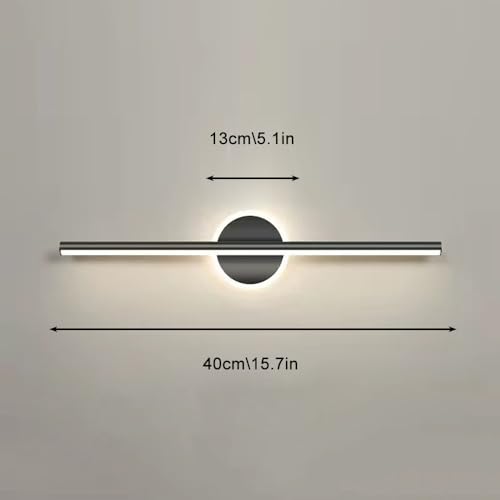 Aplique espejo baño LED negro QYYZTQY con diseño lineal moderno para dormitorio 3