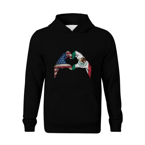 Kids Mexico America Flag Vintage Mexican Roots American Boys Girls Lightweight Kangaroo Pocket Fleece Hoodies2