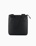 Armani Exchange Men's Double Pockets Middle Logo Lettering Plate Crossbody, Black, czarny, jeden rozmiar
