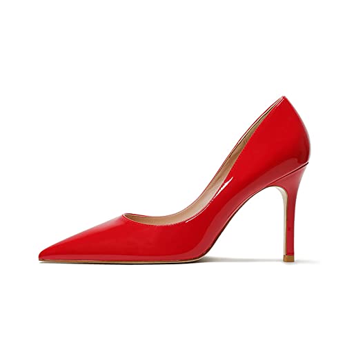 Escarpins vernis femme pointue raffinés avec talons hauts design haut de gamme