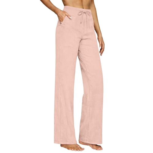 Pantalon en coton et lin rose contre la chaleur d'été