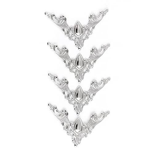 Antique, Metal, Box Corner Protectors for Jewelry Box, Book, Decorative Cover, Antique Box Corner, Scrapbook (White)