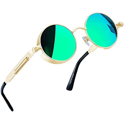 Joopin Steampunk Round Sunglasses with UV Protection Cover