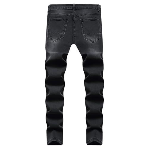 Men‘s Slim Fit Jeans Stretch Ripped Skinny Jeans Destroyed Straight Leg Casual Biker Cargo Denim Pants4