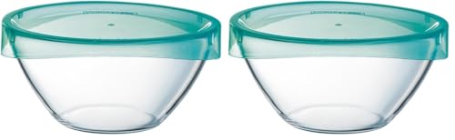 Luminarc Keep'n Lagon Ensaladera Vidrio Con Tapa 23cm Sodo Apto Microondas Apto Frigorífico Reciclable (Paquete de 2)