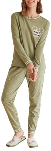 Women' Secret, Mujer, Pijama 1% Algodón Mickey Mouse, Turtle Green, M