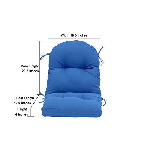 Image of QILLOWAY Tufted Outdoor Chair Cushion Set of 4, Waterproof 43x20x4 Inch Non Slip Replacement Pad for Wicker Lounge Patio Furniture, Marine Blue