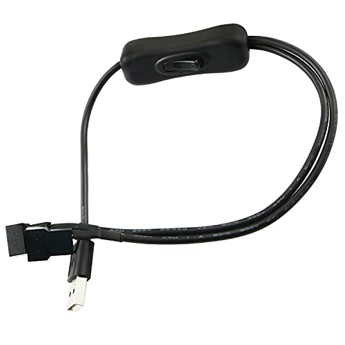 ZYAMY 40cm 5V USB A Male to Dual 4PIN PWM OR 3PIN Fan Connector with ON/Off Toggle, Black Computer PC Fan Power Cable Connector Adapter