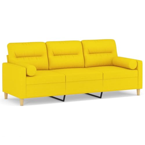 Sofá de 3 plazas con cojines tela amarillo claro mobiliario sofás 180 cm 2
