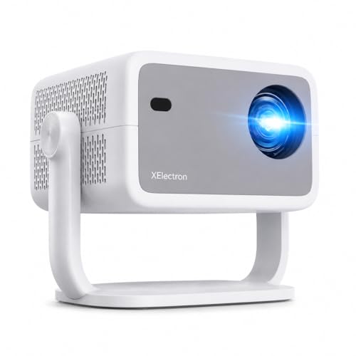 Image of XElectron Luminex Whale TV Projector 4k Ultra HD, Netflix, Prime, 1080p Native, Android 13, WiFi, 16000 Lumens, Smart Mini Projector for Room, Portable Home Cinema, Built-in Apps, 250 inch Display