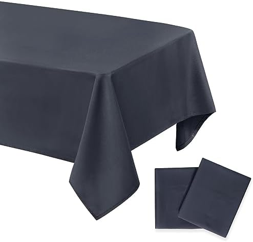 DWCN Grey Tablecloth Water Resistant Table Protector,140x200cm Wipeable Polyester Table Cover for Dinning Table,Wedding,Party
