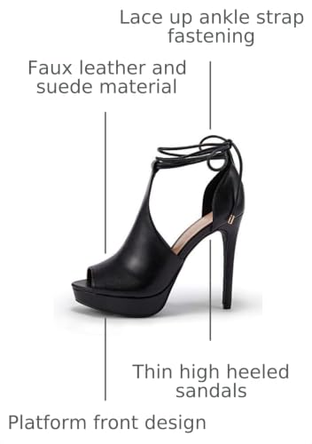 Image of Fashare Womens Peep Toe Platform Heels Sexy Sandals Strappy Lace Up Tie Stilettos Dress Pumps Shoes
