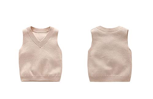 Image of PTPUKE Baby Boys Girls V Neck Comfort Knitted Sleeveless Pullover Sweater Vest