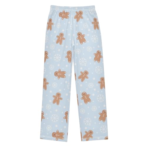 Boys' Pants Gingerbread Men Snowflake Blue Long Bottoms Jogger Pants Elastic Waist Trousers with Pockets S-XL