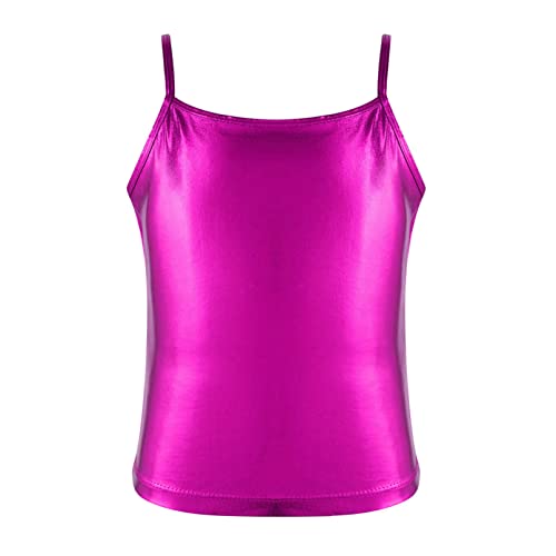 Kids Girls Shiny Metallic Sequin Sleeveless Tank Top Casual Sport Shirt Dancewear Training Practicing