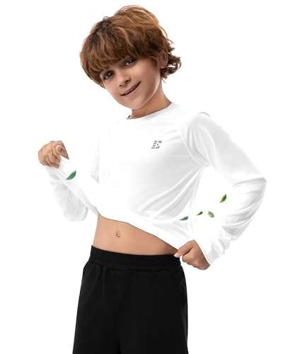 UPF 50+ Boys Swim Shirt, Long Sleeve Rash Guard Youth Kids UV Sun Protection SPF Shirts Fishing Water Beach Surfing3