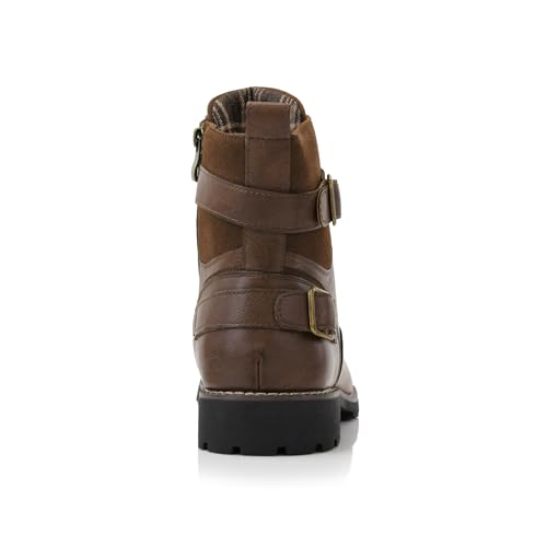 Image of Polar Fox Men's Military Style Combat Boot Collection | Men's Cap Toe Ankle Boots with Lace-Up & Side Zipper