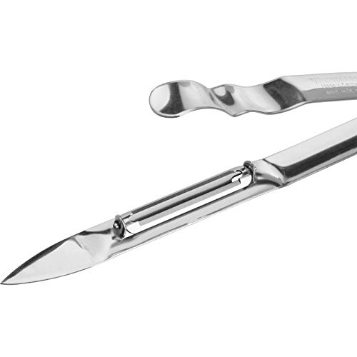 Westmark Monopol Stainless Steel Swivel Vegetable Peeler - Tong Construction With Sharpened Knife, Stainless Steel,17.5 x 5.1 x 1.5 cm,60715560