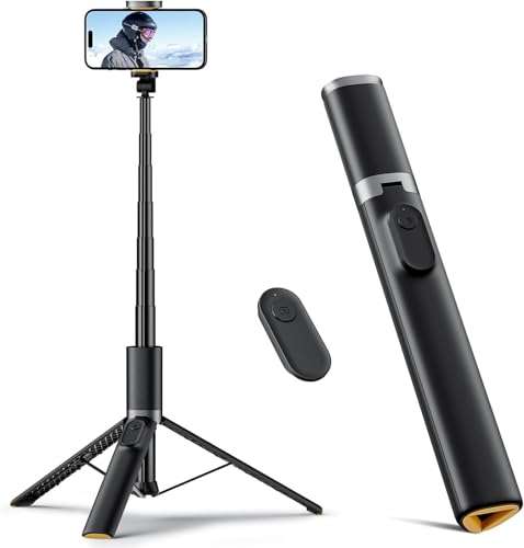 Trípode para teléfono de 63 pulgadas Vimose en aluminio negro con mando a distancia para móvil