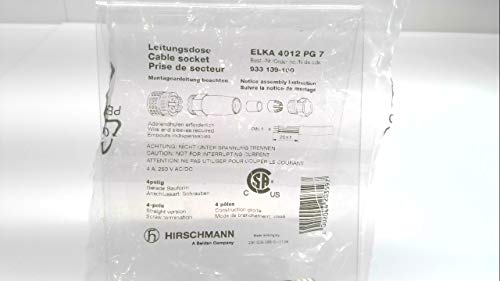 Hirschmann Elka 4012 Pg7, Field Wirable Connector, Size: M12, Poles: 4 Elka 4012 Pg7