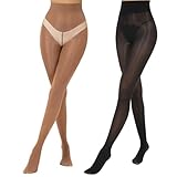 Aaronano 2 Pairs Shiny Pantyhose for Women High Waist Silk Oil Shimmer Sheer Tights