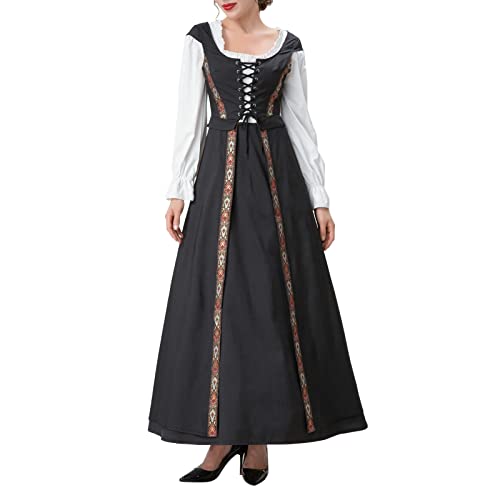 Zofedap Mittelalter Kleidung Damen Gothic Kleider Halloween Karneval...